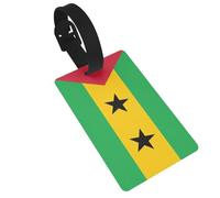Luggage Tags Sao Tome & Principe Flag Print Suitcase Labels Bag Tags Travel Accessories Essential Bag ID Name Card for Travel Handbag Backpack & Sports Identifier