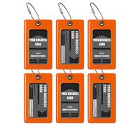 Luggage Tags TUFFTAAG, Business Card Holder, Suitcase Labels, Travel Accessories, Orange 6pk, 6 Pack