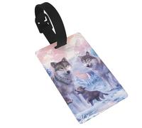 Luggage Tags Wolves Family Print Suitcase Labels Bag Tags Travel Accessories Essential Bag ID Name Card for Travel Handbag Backpack & Sports Identifier