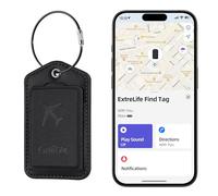 Luggage Tags, Works with Apple Find My, Leather Luggage Tag for Suitcases, Travel Tags, Bag Tag for Backpacks, Suitcase Tag with Privacy Flap, Anti-Lost Smart Luggage Tracker, Travel Essentials, Black