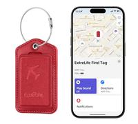 Luggage Tags, Works with Apple Find My, Smart Luggage Tag for Suitcases, Leather Bag Tag for Travel, Suitcase Tag with Privacy Flap, Anti-Lost Luggage Tracker, Travel Essentials, Red, find my luggage