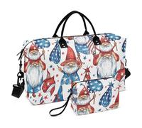 Luggage Travel Bag 4 July Gnomes Red Blue Fireworks Travel Overnight Carry on Bag Sport Training Bag with Toiletry Bag for Workout Waterproof, 4th of July gnomes red blue fireworks, Set of 2, Art