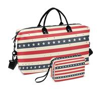 Luggage Travel Bag American 4th July Red Blue Stripes Stars Overnight Carry On Tote and Luggage Gym Bag with Adjustable Strap for Business Travel Foldable, American 4th of July Red Blue Stripes