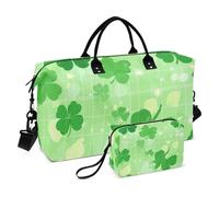 Luggage Travel Bag St. Patrick's Day Lucky Green Clover Shoulder Weekender Overnight Bag Gym Carry on Duffel Bags with Toiletry Bag for Trekking Multifunctional, St. Patrick's Day lucky Green