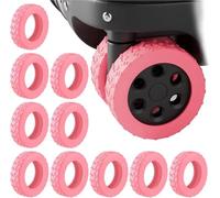 Luggage wheel covers 1/24Pcs Silicone Wheel Protecter Reduce Noise Trolley Case Wheels Guard Cover Silent Caster Sleeve Luggage Suitcase Accessories for Travel Carry On Luggage Suitcases (Pink,8pcs)