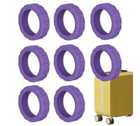 Luggage Wheel Covers, 8 Suitcase Wheels Protectors, Suitcase Wheel Protector, Silent Travel Report Covers for Hand Luggage, Anti-Wear, Noise-Reducing Suitcase Tool for Roll Bags, Purple, see