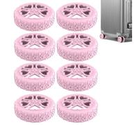 Luggage Wheel Protector, Suitcase Wheel Covers - Silicone Anti-Noise Wheel Protectors | 8x Replacement Wheel Shoes, Floral Textured Roll Protective Cover, Luggage Accessories, Pink, verwijzen naar de
