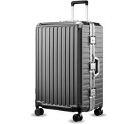 Luggex Large Suitcase with Aluminum Frame, Zipperless Luggage Polycarbonate Hard Shell Suitcase with Spinner Wheels, TSA Lock, Charcoal Metallic, 75x52x31 cm