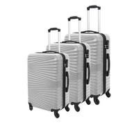 Luggit 3 Pcs Travel Lightweight Trolley Luggage Suitcase Set, Hard Shell - Rippled Silver White