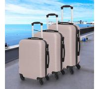 Luggit 3 Pcs Travel Lightweight Trolley Luggage Suitcase Set Of 3 Sizes, Abs Shell - Parallel Line Gold
