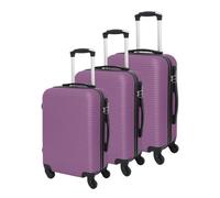 Luggit 3 Pcs Travel Lightweight Trolley Luggage Suitcase Set Of 3 Sizes, Abs Shell - Parallel Line Purple