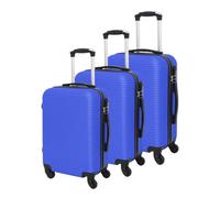 Luggit 3 Pcs Travel Lightweight Trolley Luggage Suitcase Set Of 3 Sizes, Abs Shell - Parallel Line Royal Blue