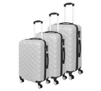 Luggit 3 Pcs Travel Lightweight Trolley Luggage Suitcase Set Of 3 Sizes, Abs Shell - Quilted Silver White