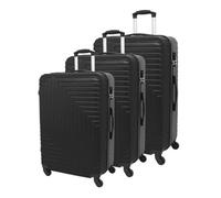 Luggit 3 Pcs Travel Lightweight Trolley Luggage Suitcase Set Of 3 Sizes, Abs Shell - Ridged Line Black