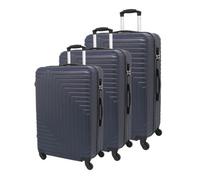 Luggit 3 Pcs Travel Lightweight Trolley Luggage Suitcase Set Of 3 Sizes, Abs Shell - Ridged Line Dark Blue