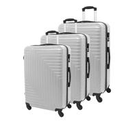 Luggit 3 Pcs Travel Lightweight Trolley Luggage Suitcase Set Of 3 Sizes, Abs Shell - Ridged Line Silver White