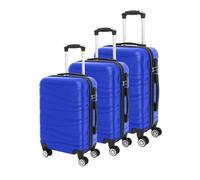Luggit 3 Pcs Travel Lightweight Trolley Luggage Suitcase Set Of 3 Sizes, Abs Shell - Wavy Line Dark Blue