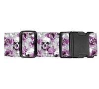 Luggitime Luggage Straps for Suitcases Travel Belt Accessories, Cute Suitcase Strap, Adjustable Luggage Belt Strap, Skull Flowers, 2 inches x 78 inches
