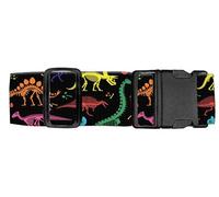 Luggitime Luggage Straps for Suitcases Travel Belt Accessories, Cute Suitcase Strap, Adjustable Luggage Belt Strap, Cute Colorful Dinosaurs, 46-78 inches x 2 inches