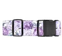 Luggitime Luggage Straps for Suitcases Travel Belt Accessories, Cute Suitcase Strap, Adjustable Luggage Belt Strap, Heavy Duty with Quick-Release Buckle Luggage Strap Cute Purple Flowers