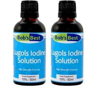 Lugol's Iodine Solution - 15% - 50ml - Essential Mineral Supplement & Topical Antiseptic, High Strength Formula, Alcohol Free, No Additives, Vegan & GMO Free (Pack of 2)