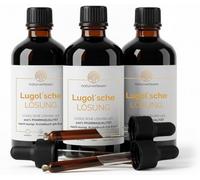 Lugol's Solution <5% in Pharmaceutical Quality (ph. Eur.) - Made in Germany - Iodine Solution According to Original Formula in Pharmaceutical Bottle - Includes Pipette (Economy Set: 3 x 100 ml with