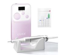 L'UGX Nail Drill Machine 35000RPM - Rechargeable Electric Nail File with LED Display, Portable & Cordless Nail Drill for Acrylic & Gel Nails, Professional E-File Kit for Beginners & Tech - Purple