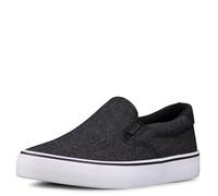 Lugz Men's Clipper Classic Slip-on Canvas Sneaker, Black/White Denim, 10 UK