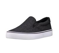 Lugz Men's Clipper Classic Slip-on Canvas Sneaker, Black/White Denim, 10 UK