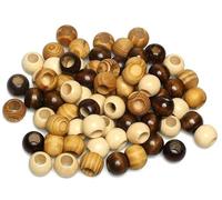 Luhaomisky 30PCS Multicolor Wooden Spacer Beads, Large Hole Wood Beads with 10mm Round Loose Beads for Hair DIY Craft Handmade Decor