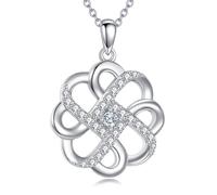 LUHE Celtic Knot Necklace Sterling Silver Celtic Knot Pendant Trinity Knot Jewelry Women's Irish Gift