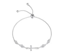 LUHE Cross Bracelet for Women Girls Sterling Silver Christian Sideways Cross Bracelets Danity Religious Link Chain Jewelry Gifts