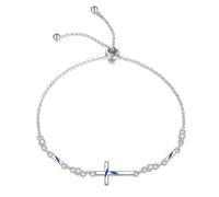 LUHE Cross Bracelet for Women Girls Sterling Silver Christian Sideways Cross Bracelets Danity Religious Link Chain Jewelry Gifts