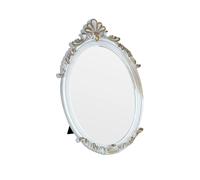 LuHeToz Decorative Vintage Oval Makeup Mirror with Plastic Frame,Tabletop Mirror-White 28 x 19 inches