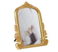 LuHeToz Gold Arched Mirror - 24x29.5CM Vintage Vanity Mirror with Resin Frame for Bathroom, Living Room, Fireplace, Entryway