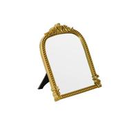 LuHeToz Gold Plastic Arched Makeup Mirror, Standing, Hanging or Wall Mount, Bathroom, Living Room, Bedroom Gold Decorative Mirror (22 x 27 CM)