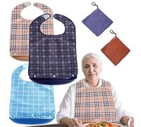 LUHEVIDIA 3 Pieces Adult Bibs Reusable Adult Bibs For Elderly Men, Adult Bibs For Elderly Women，With Removable Crumb Catcher, For Women Men Older People Adult Bibs For Elderly