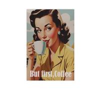 LUHGHLL But First Coffee Poster Canvas Poster Bedroom Decor Landscape Office Room Decor Gift 16x24inch(40x60cm)