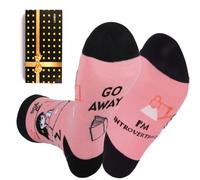 Luhiew Novelty Go Away, I'm Introverting Crew Socks,Funny Socks for Birthday and Christmas, Multi, 0
