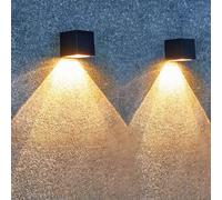 LUHLEE Solar Wall Lights Outdoor, Modern Square Solar Wall Sconce IP65 Waterproof, Solar Outdoor Lights for Patio, Porch, Garden, Backyard, Fence Decor (2 Pack)