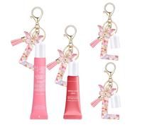 LUHOHI 2Pcs Keychain Cap for Summer Fridays, Glossier, Lip Balm Gloss Keychains with Initial Letter Charms Portable Lipgloss Holder for Women Wallet Backpack Bag Personalized Accessories Kit Letter-L