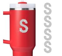 LUHOHI 4PCS Bling Rhinestone Initial Letter Stickers - Large Glitter Alphabet Personalized Monogram Name Sparkly Decals for Stanley Cup water Bottles Graduation Cap Luggage Self Adhesive Waterproof S