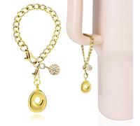 LUHOHI Gold Bubble Letter Charms for Stanley Cup Accessories - Designer Aesthetic Initial Cute Pendant for Women Water Bottle Tumblers Hydrojug Handle Preppy Jewelry Bracelets Personalized Keychain O
