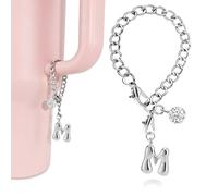 LUHOHI Silver Bubble Letter Charms for Stanley Cup Accessories - Designer Aesthetic Initial Cute Pendant for Women Water Bottle Tumblers Hydrojug Handle Preppy Jewelry Bracelets Personalized Keychain
