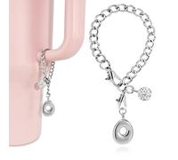 LUHOHI Silver Bubble Letter Charms for Stanley Cup Accessories - Designer Aesthetic Initial Cute Pendant for Water Bottle Tumblers Hydrojug Handle Preppy Jewelry Bracelets Personalized Keychain O