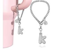 LUHOHI Silver Initial Charm for Stanley Cup-Bubble Letter Charms Accessories for Stanley handle 40 Oz Tumblers Cute Keychain