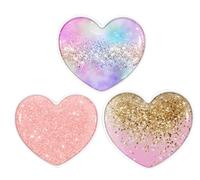 Luhoit 3 Pack Cell Phone Expanding Phone Grip Heart Shape Holder for Smartphones, Moblile Phone Collapsible Stand - Pink Glitter Gold Heart