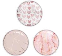 Luhoit 3 Pack Cell Phone Expanding Phone Grip Holder for Smartphones, Moblile Phone Collapsible Stand - Rose Gold Heart Pink Marble