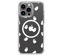 LUHOURI for iPhone 14 Pro Max Halloween Case with Screen Protector - Wireless Charging - Crystal Acrylic Clear - Fashionable Designs for Women Girls - Slim Fit Protective Phone Cover, Little Ghosts