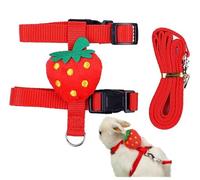 Luhuaby Cute Rabbit Harness Leash Set Adjustable Small Animals Harness and Lead Set Pet Vest Harness for Bunny Rabbit Kitten Small Animal Walking (Red, S)